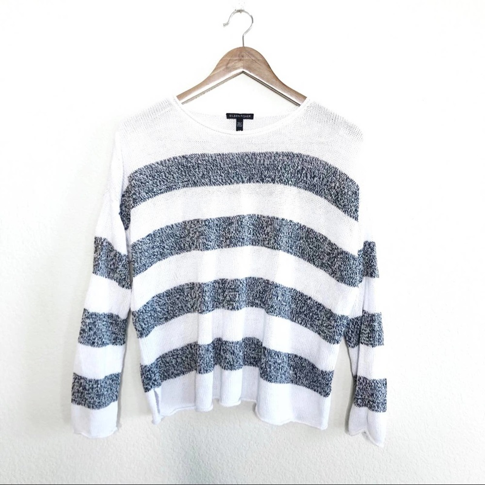 Eileen Fisher Organic Linen Stripe Knit Sweater